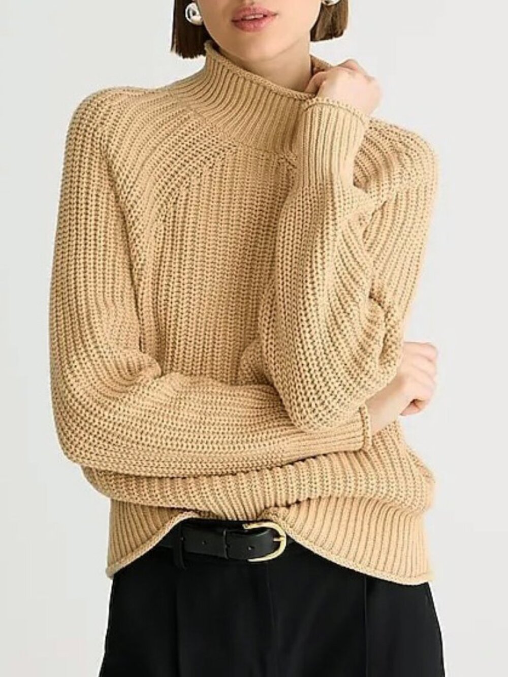 New J.Crew 100% Cotton Roll Neck Sweater Beige XS
